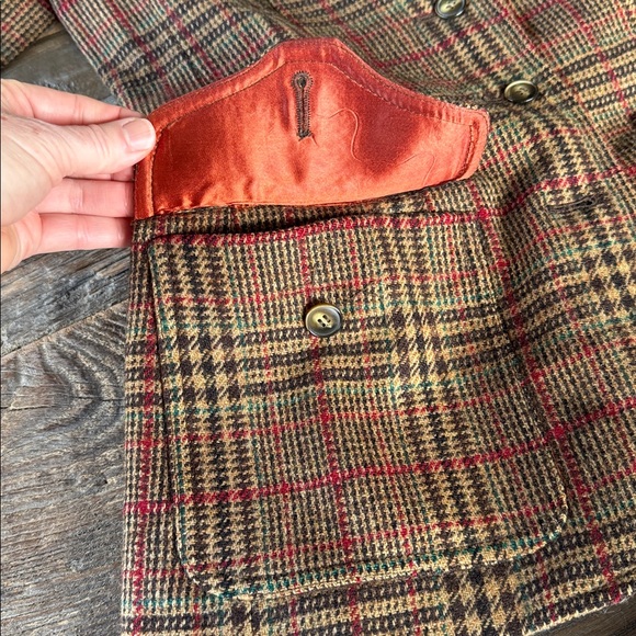 Anne Klein vintage 70’s wool plaid brown equestrian style blazer Small - Picture 11 of 11